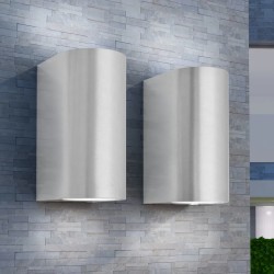 vidaXL LED Außenwandleuchten 2 Stk. Rund Auf-/Abwärts