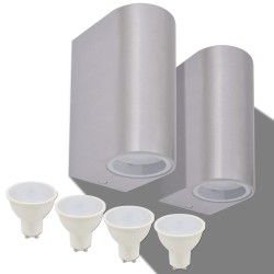 vidaXL LED Außenwandleuchten 2 Stk. Rund Auf-/Abwärts