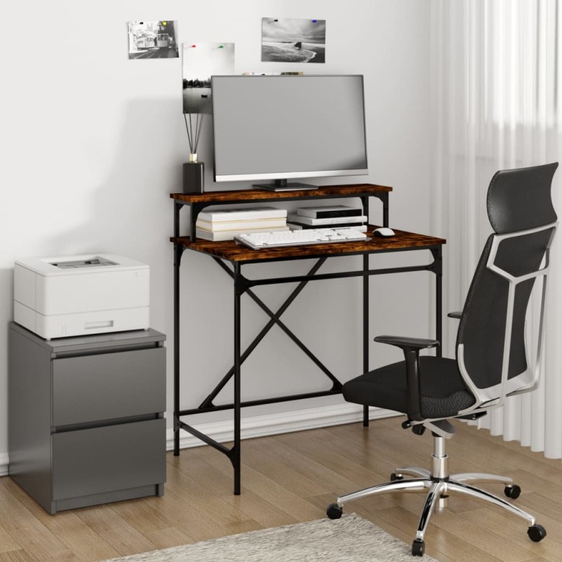 vidaXL Schreibtisch Räuchereiche 80x50x90 cm Holzwerkstoff und Eisen vidaXL Schreibtisch Räuchereiche 80x50x90 cm Holzwerkstoff und Eisen