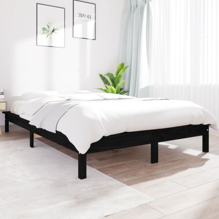 vidaXL Massivholzbett Schwarz 120x200 cm Kiefer