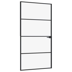 vidaXL Innentür Schwarz 102x201,5 cm Hartglas & Aluminium Schlank