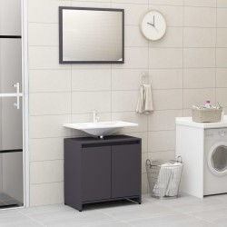 vidaXL Badmöbel-Set Grau Holzwerkstoff