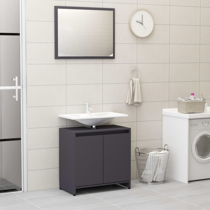 vidaXL Badmöbel-Set Grau Holzwerkstoff vidaXL Badmöbel-Set Grau Holzwerkstoff