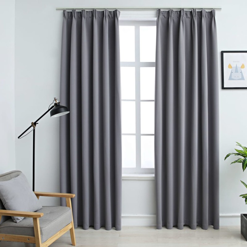 vidaXL Verdunkelungsvorhänge mit Haken 2 Stk. Grau 140x175cm vidaXL Verdunkelungsvorhänge mit Haken 2 Stk. Grau 140x175cm