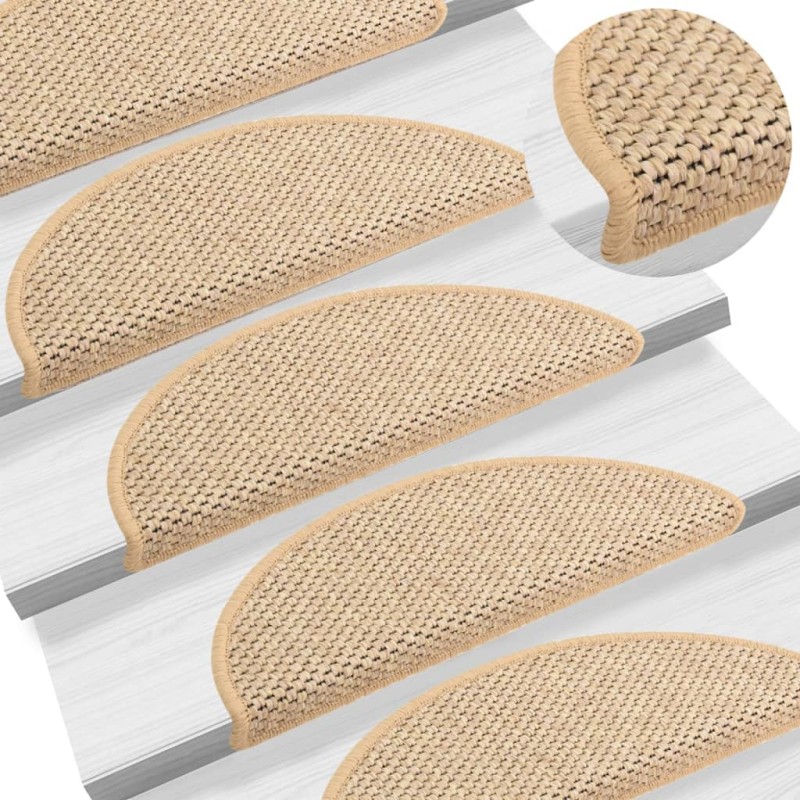 vidaXL Treppenmatten Selbstklebend Sisal 15 Stk. 65x21x4 cm Hellbeige vidaXL Treppenmatten Selbstklebend Sisal 15 Stk. 65x21x4 cm Hellbeige