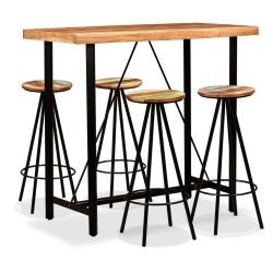 vidaXL 5-tlg. Bar-Set Massivholz Akazie und Altholz