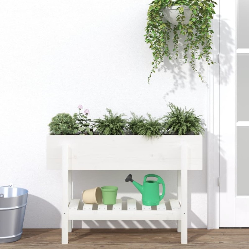 vidaXL Hochbeet Weiß 101x30x69 cm Massivholz Kiefer vidaXL Hochbeet Weiß 101x30x69 cm Massivholz Kiefer