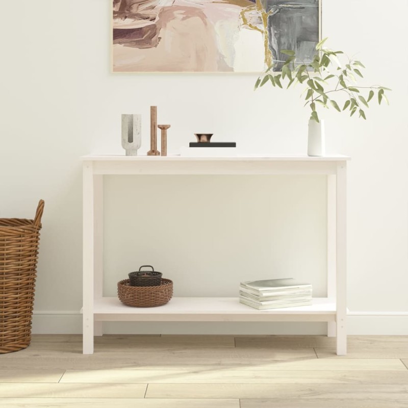 vidaXL Konsolentisch Weiß 110x40x80 cm Massivholz Kiefer vidaXL Konsolentisch Weiß 110x40x80 cm Massivholz Kiefer