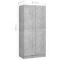 vidaXL Kleiderschrank Betongrau 82,5x51,5x180 cm Holzwerkstoff vidaXL Kleiderschrank Betongrau 82,5x51,5x180 cm Holzwerkstoff
