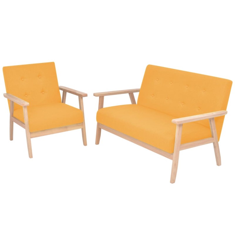 Sofa-Set 2-tlg. Stoff Gelb Sofa-Set 2-tlg. Stoff Gelb