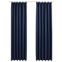 vidaXL Verdunkelungsvorhänge mit Haken 2 Stk. Blau 140x245cm