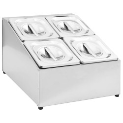 vidaXL Gastronorm-Ständer mit 4 GN 1/6 Behältern Edelstahl