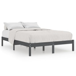 vidaXL Massivholzbett Grau 120x190 cm