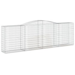 vidaXL Gabione mit Hochbogen 400x50x120/140 cm Verzinktes Eisen