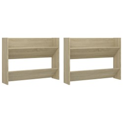 vidaXL Wand-Schuhschränke 2 Stk. Sonoma-Eiche 80x18x60cm Holzwerkstoff