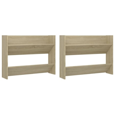 vidaXL Wand-Schuhschränke 2 Stk. Sonoma-Eiche 80x18x60cm Holzwerkstoff