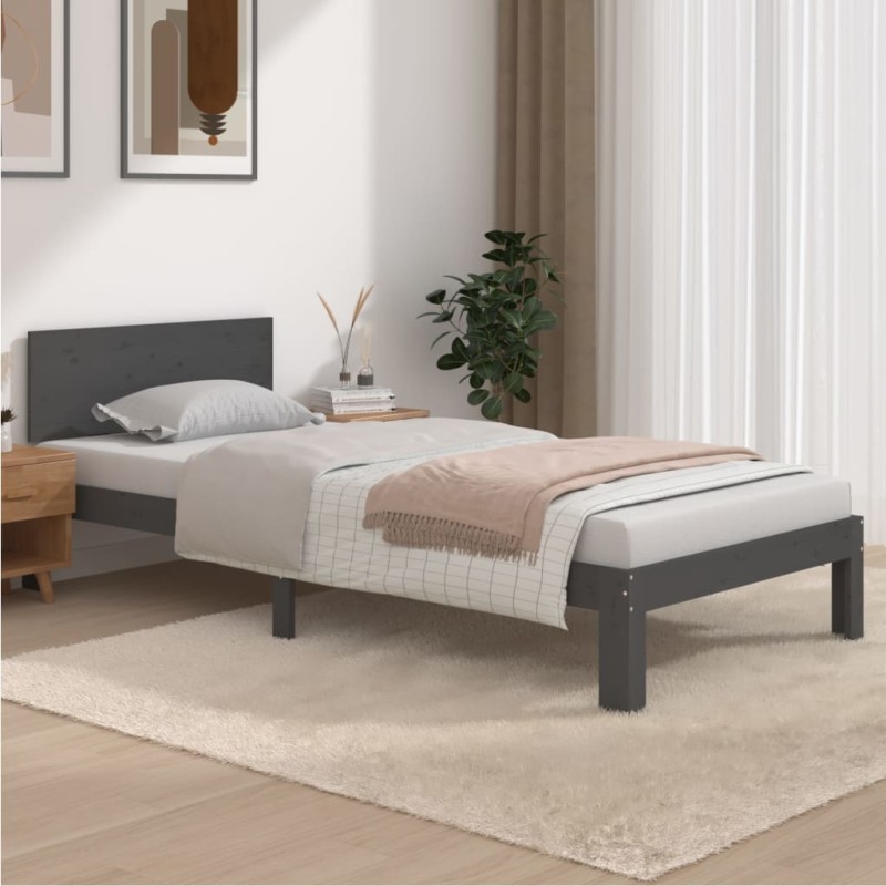 vidaXL Massivholzbett Grau Kiefer 90x200 cm vidaXL Massivholzbett Grau Kiefer 90x200 cm