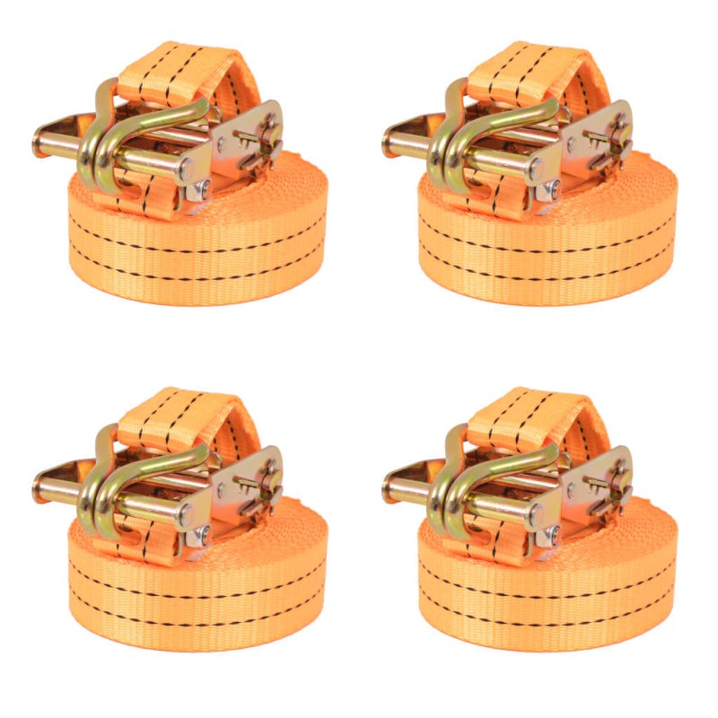 vidaXL Ratschen-Spanngurte 4 Stk. 1 Tonne 6m×38mm Orange vidaXL Ratschen-Spanngurte 4 Stk. 1 Tonne 6m×38mm Orange