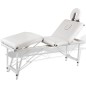Massagetisch mit Aluminiumrahmen, faltbar 4 Zonen Creme-Weiß Massagetisch mit Aluminiumrahmen, faltbar 4 Zonen Creme-Weiß
