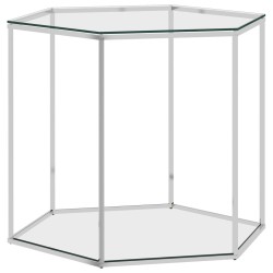 vidaXL Couchtisch Silbern 60x53x50 cm Edelstahl und Glas