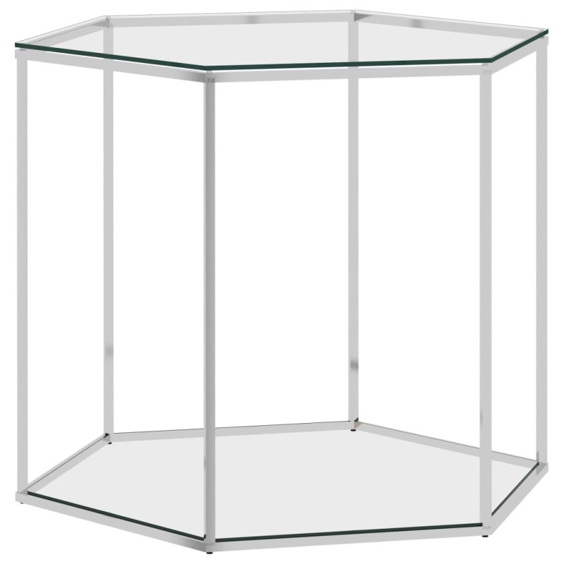 vidaXL Couchtisch Silbern 60x53x50 cm Edelstahl und Glas vidaXL Couchtisch Silbern 60x53x50 cm Edelstahl und Glas