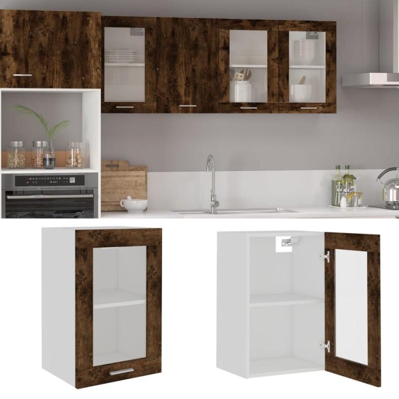 vidaXL Hängeschrank Glas Räuchereiche 40x31x60 cm Holzwerkstoff vidaXL Hängeschrank Glas Räuchereiche 40x31x60 cm Holzwerkstoff
