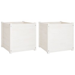 vidaXL Pflanzkübel 2 Stk. Weiß 60x60x60 cm Massivholz Kiefer