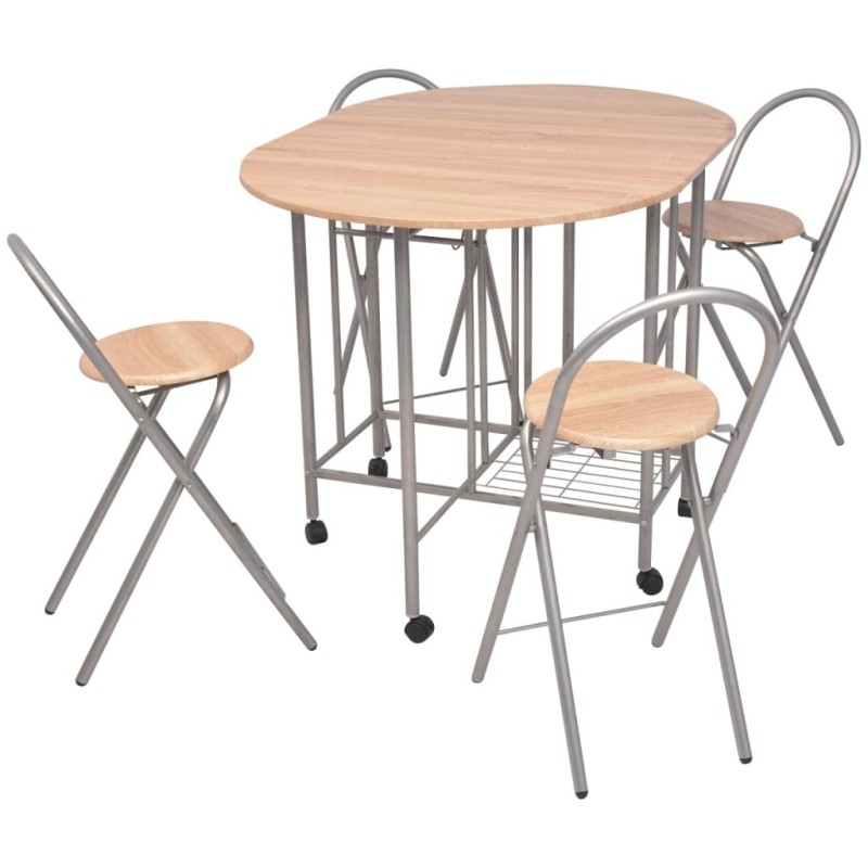 vidaXL Ausklappbarer Esstisch fünfteilig MDF vidaXL Ausklappbarer Esstisch fünfteilig MDF
