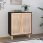 vidaXL Sideboard Schwarz 60x30x70cm Massivholz Kiefer und Natur-Rattan vidaXL Sideboard Schwarz 60x30x70cm Massivholz Kiefer und Natur-Rattan