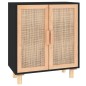 vidaXL Sideboard Schwarz 60x30x70cm Massivholz Kiefer und Natur-Rattan vidaXL Sideboard Schwarz 60x30x70cm Massivholz Kiefer und Natur-Rattan