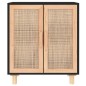 vidaXL Sideboard Schwarz 60x30x70cm Massivholz Kiefer und Natur-Rattan vidaXL Sideboard Schwarz 60x30x70cm Massivholz Kiefer und Natur-Rattan