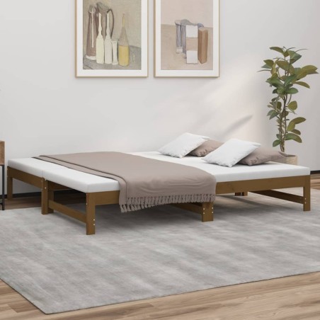 vidaXL Tagesbett Ausziehbar Honigbraun 2x(90x190) cm Massivholz Kiefer