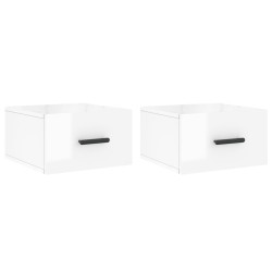 vidaXL Wand-Nachttische 2 Stk. Hochglanz-Weiß 35x35x20 cm
