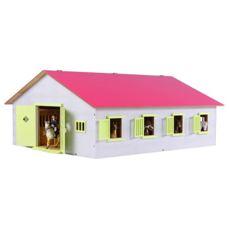 Kids Globe Spielzeug-Pferdestall mit 7 Boxen 1:24 Rosa 610189