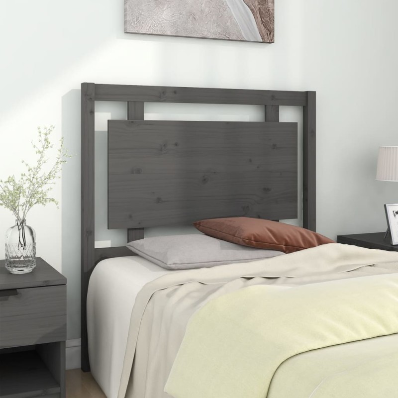 vidaXL Kopfteil Grau 95,5x4x100 cm Massivholz Kiefer