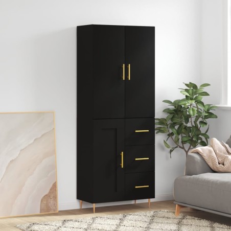 Highboard Schwarz 69,5x34x180 cm Holzwerkstoff