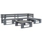 4-tlg. Outdoor-Lounge-Set Paletten mit Kissen in Grau Holz 4-tlg. Outdoor-Lounge-Set Paletten mit Kissen in Grau Holz