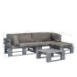 4-tlg. Outdoor-Lounge-Set Paletten mit Kissen in Grau Holz 4-tlg. Outdoor-Lounge-Set Paletten mit Kissen in Grau Holz