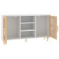 vidaXL Sideboard Weiß 105x30x60 cm Massivholz Kiefer und Natur-Rattan vidaXL Sideboard Weiß 105x30x60 cm Massivholz Kiefer und Natur-Rattan