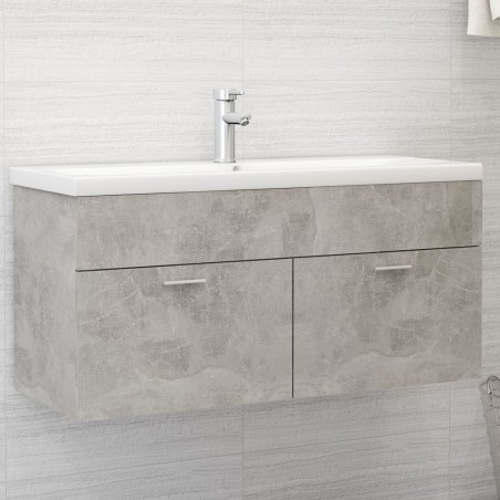 vidaXL Waschbeckenunterschrank Betongrau 100x38,5x46 cm Holzwerkstoff