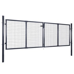 vidaXL Mesh-Gartentor Verzinkter Stahl 289 x 75 cm Grau