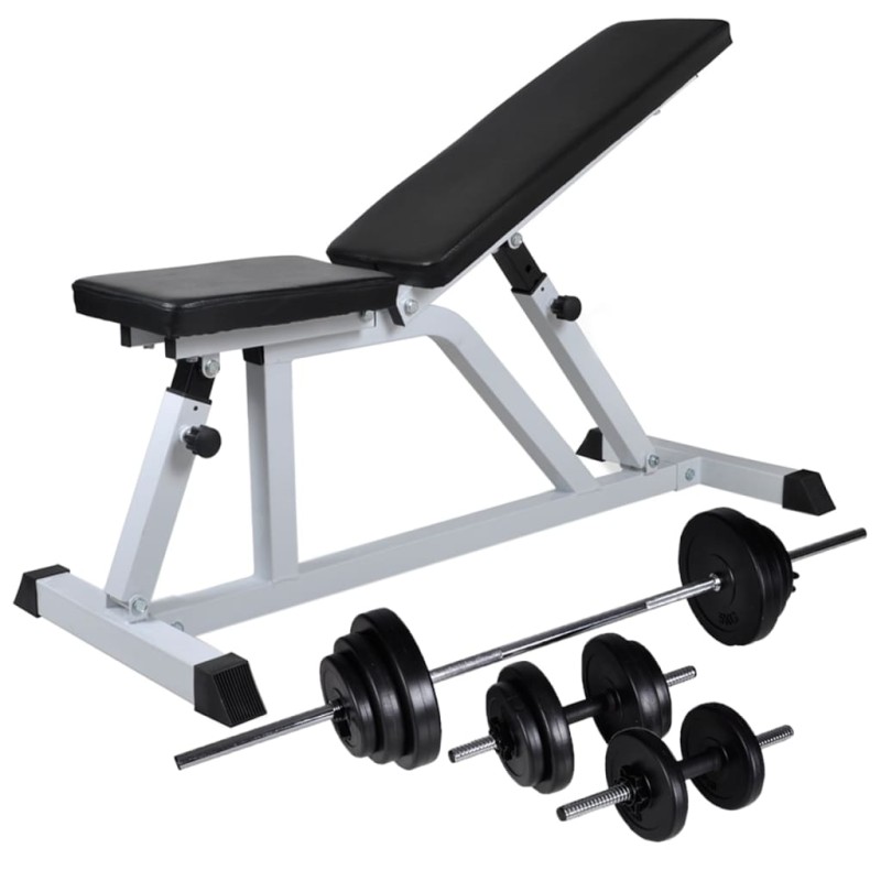 Hantelbank mit Lang- und Kurzhantel-Set 30,5 kg Hantelbank mit Lang- und Kurzhantel-Set 30,5 kg
