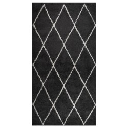 vidaXL Teppich Shaggy Hochflor Creme und Anthrazit 80x150 cm
