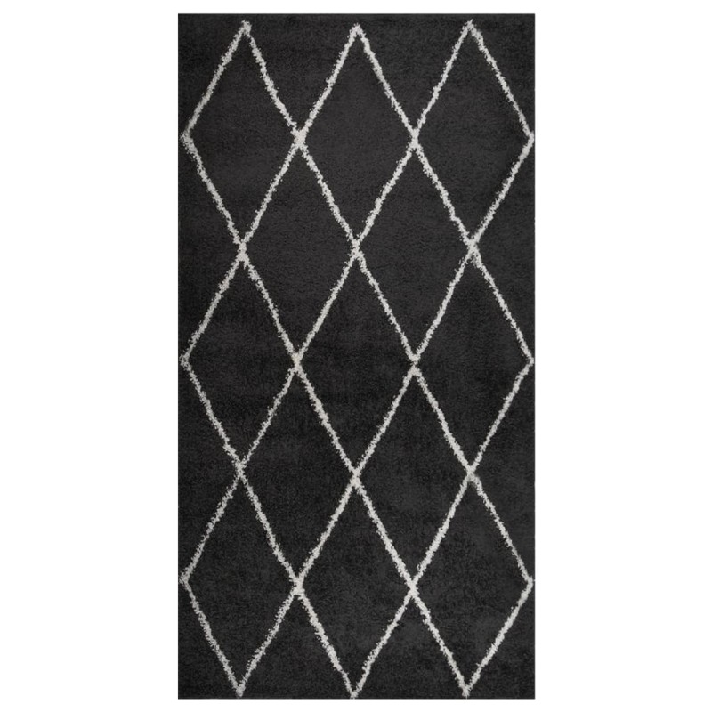 vidaXL Teppich Shaggy Hochflor Creme und Anthrazit 80x150 cm vidaXL Teppich Shaggy Hochflor Creme und Anthrazit 80x150 cm
