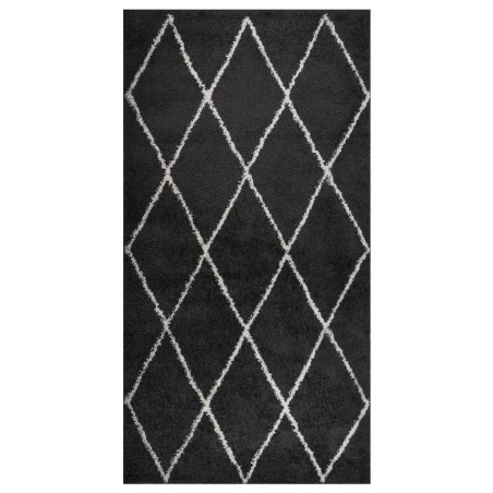 vidaXL Teppich Shaggy Hochflor Creme und Anthrazit 80x150 cm