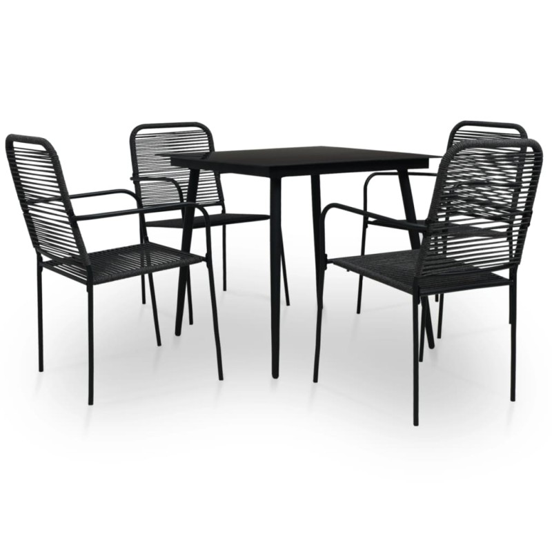 vidaXL 5-tlg. Garten-Essgruppe Baumwollseil und Stahl Schwarz vidaXL 5-tlg. Garten-Essgruppe Baumwollseil und Stahl Schwarz
