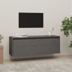 vidaXL Wandschrank Grau 100x30x35 cm Massivholz Kiefer