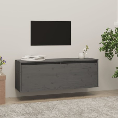 vidaXL Wandschrank Grau 100x30x35 cm Massivholz Kiefer