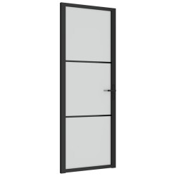vidaXL Innentür 76x201,5 cm Schwarz Mattglas und Aluminium
