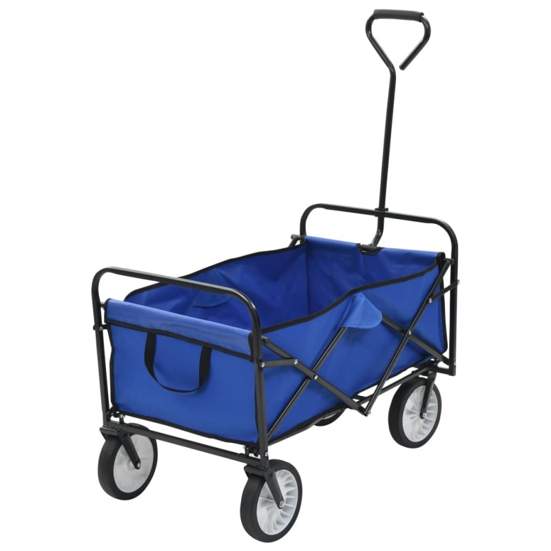 vidaXL Klappbarer Handwagen Stahl Blau vidaXL Klappbarer Handwagen Stahl Blau